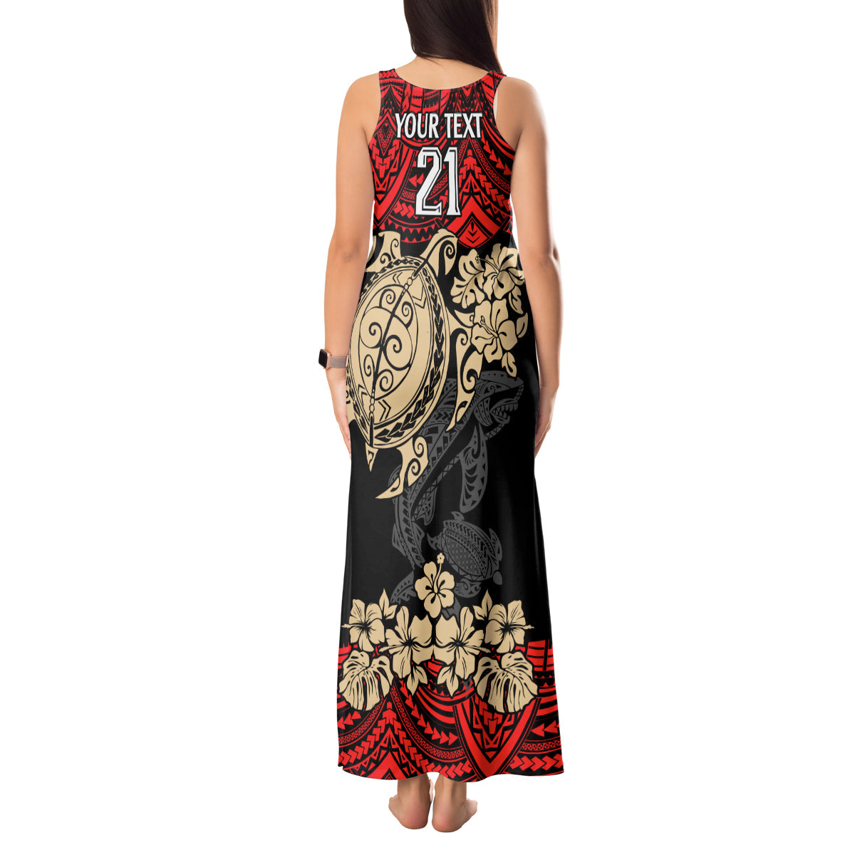 custom-dolphins-rugby-tank-maxi-dress-reddy-hibiscus-and-turtle-with-polynesian-pattern