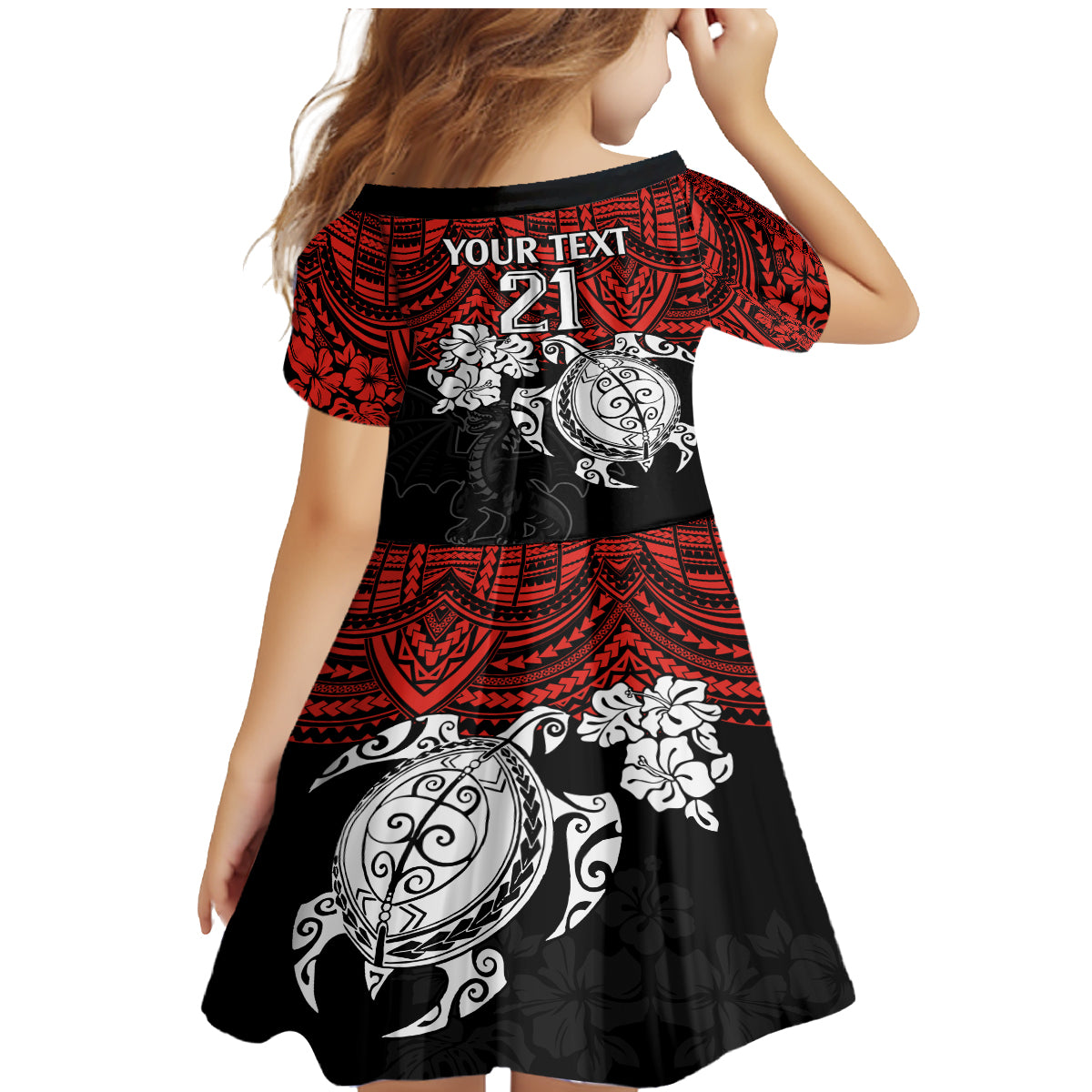 custom-dragons-rugby-family-matching-mermaid-dress-and-hawaiian-shirt-red-v-hibiscus-and-turtle-with-polynesian-pattern