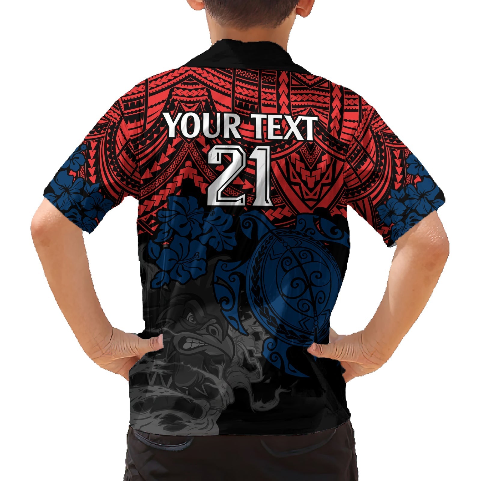 custom-roosters-rugby-family-matching-short-sleeve-bodycon-dress-and-hawaiian-shirt-sydney-hibiscus-and-turtle-with-polynesian-pattern