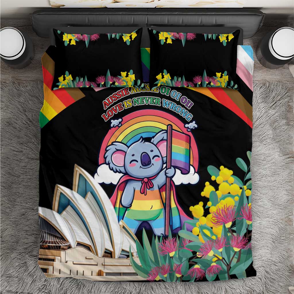 Aussia Pride Month Rainbow Koala Bedding Set - Vibe Hoodie Shop
