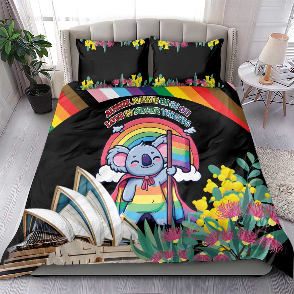 Aussia Pride Month Rainbow Koala Bedding Set - Vibe Hoodie Shop