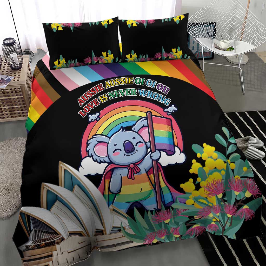 Aussia Pride Month Rainbow Koala Bedding Set - Vibe Hoodie Shop