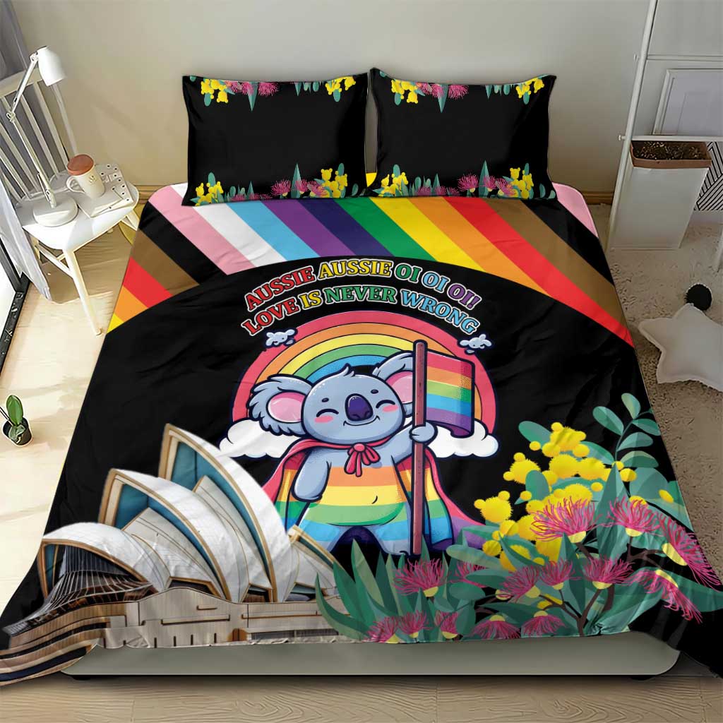 Aussia Pride Month Rainbow Koala Bedding Set - Vibe Hoodie Shop