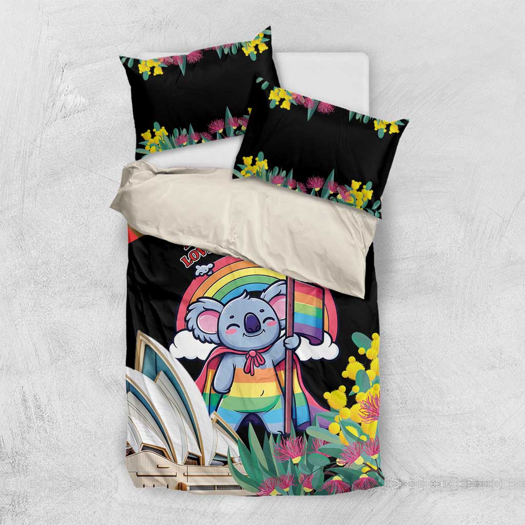 Aussia Pride Month Rainbow Koala Bedding Set - Vibe Hoodie Shop