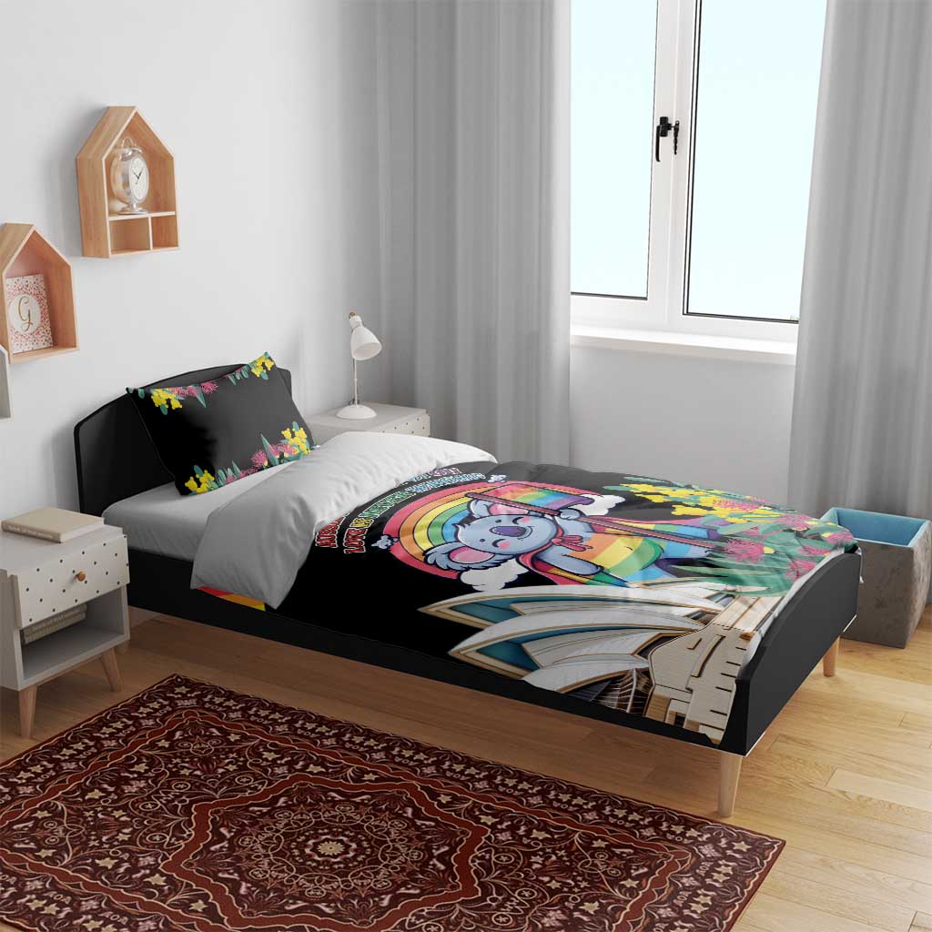 Aussia Pride Month Rainbow Koala Bedding Set - Vibe Hoodie Shop