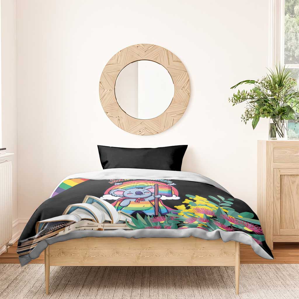 Aussia Pride Month Rainbow Koala Bedding Set - Vibe Hoodie Shop