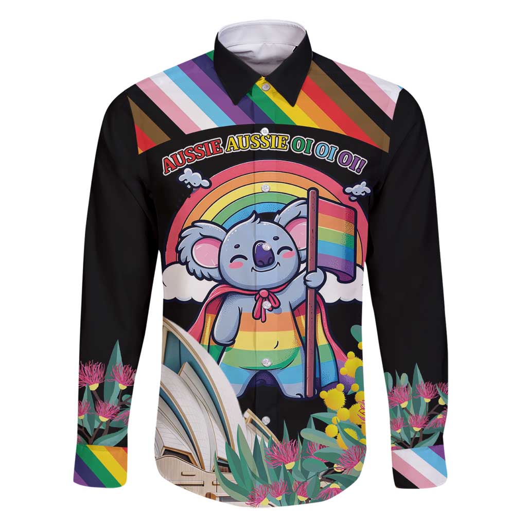 Aussia Pride Month Rainbow Koala Family Matching Long Sleeve Bodycon Dress and Hawaiian Shirt