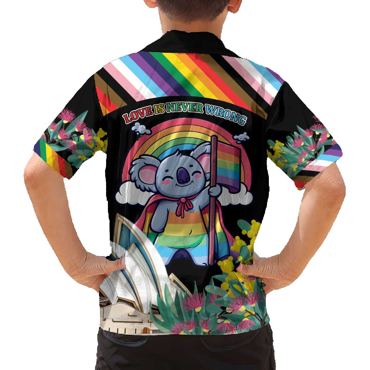 Aussia Pride Month Rainbow Koala Family Matching Off The Shoulder Long Sleeve Dress and Hawaiian Shirt