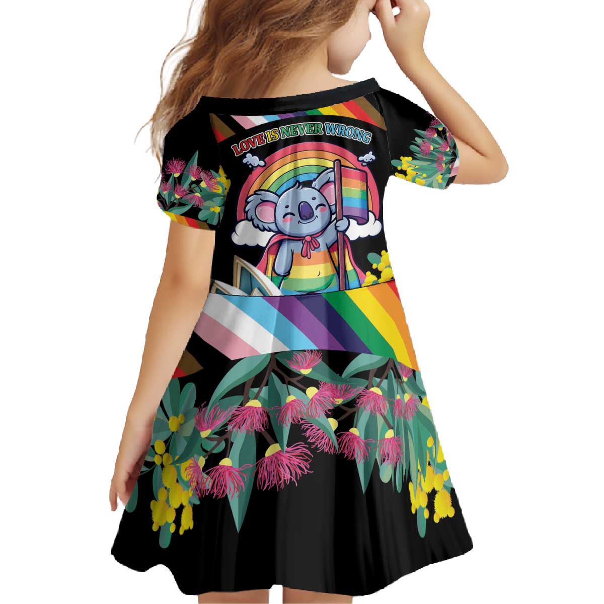 Aussia Pride Month Rainbow Koala Family Matching Off The Shoulder Long Sleeve Dress and Hawaiian Shirt