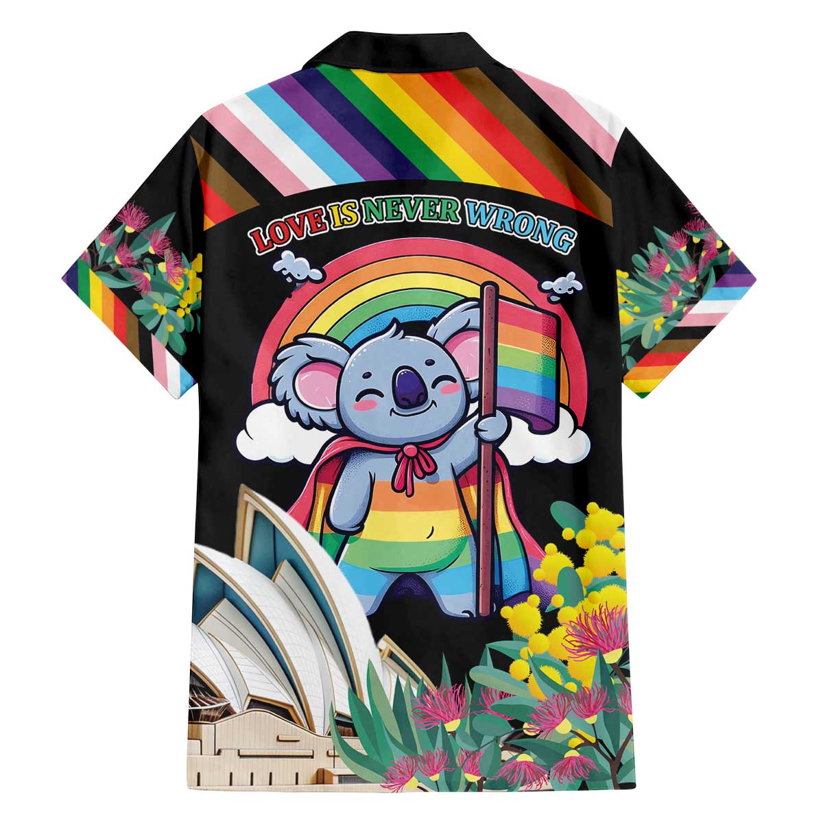 Aussia Pride Month Rainbow Koala Family Matching Off The Shoulder Long Sleeve Dress and Hawaiian Shirt