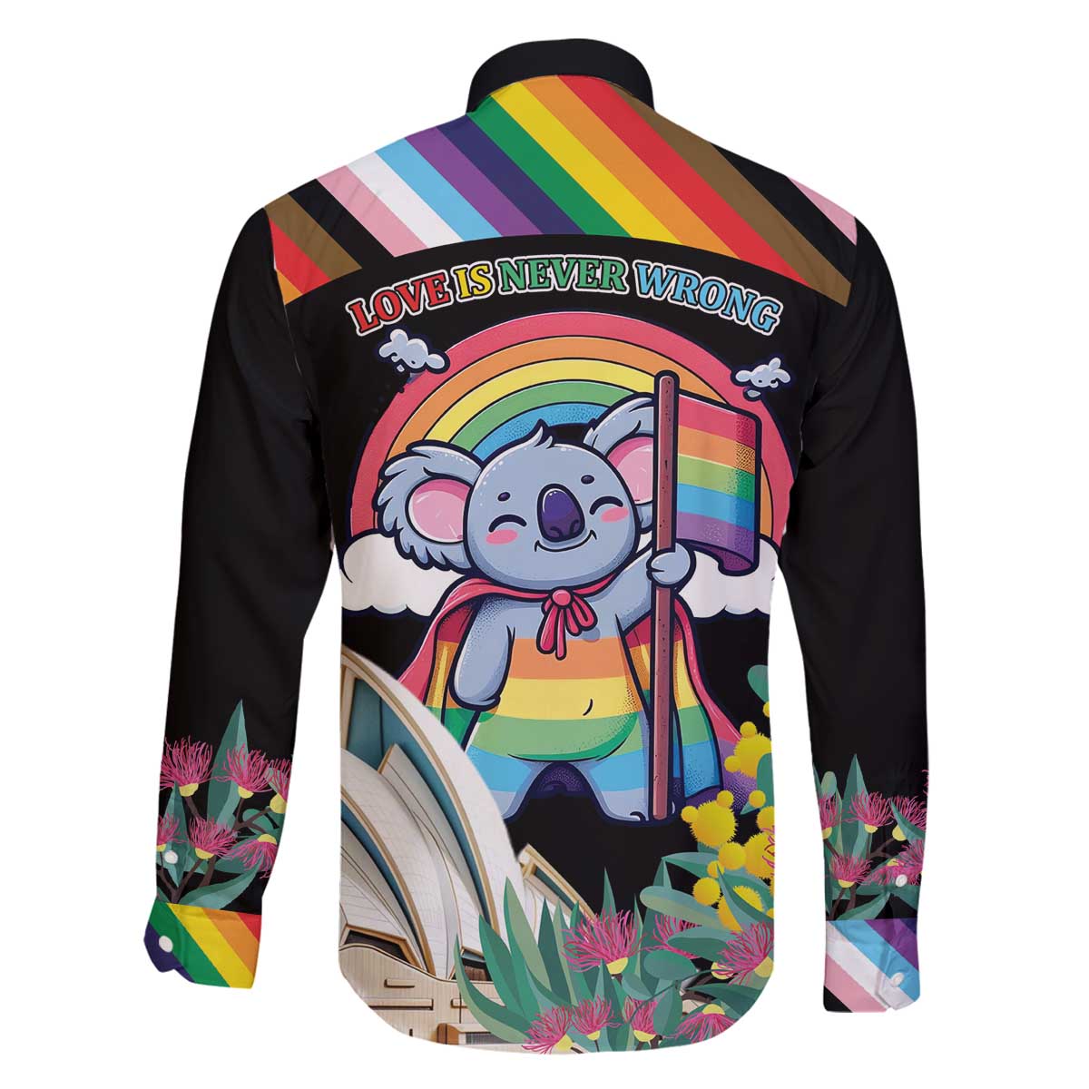 Aussia Pride Month Rainbow Koala Family Matching Off The Shoulder Long Sleeve Dress and Hawaiian Shirt