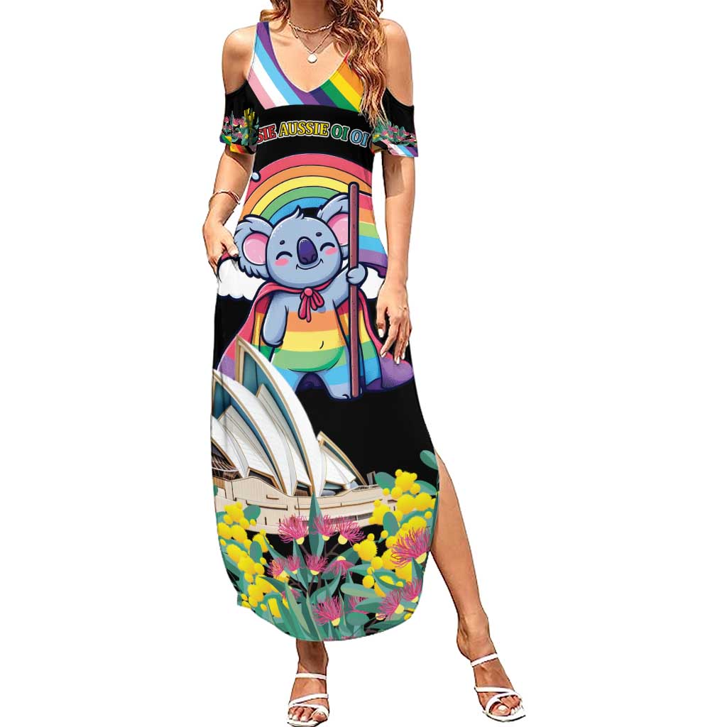 Aussia Pride Month Rainbow Koala Family Matching Summer Maxi Dress and Hawaiian Shirt