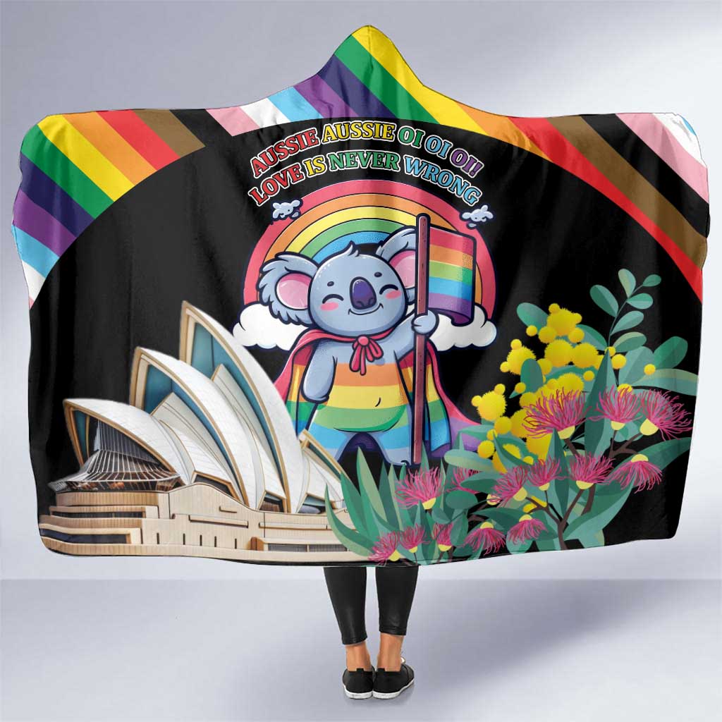 Aussia Pride Month Rainbow Koala Hooded Blanket