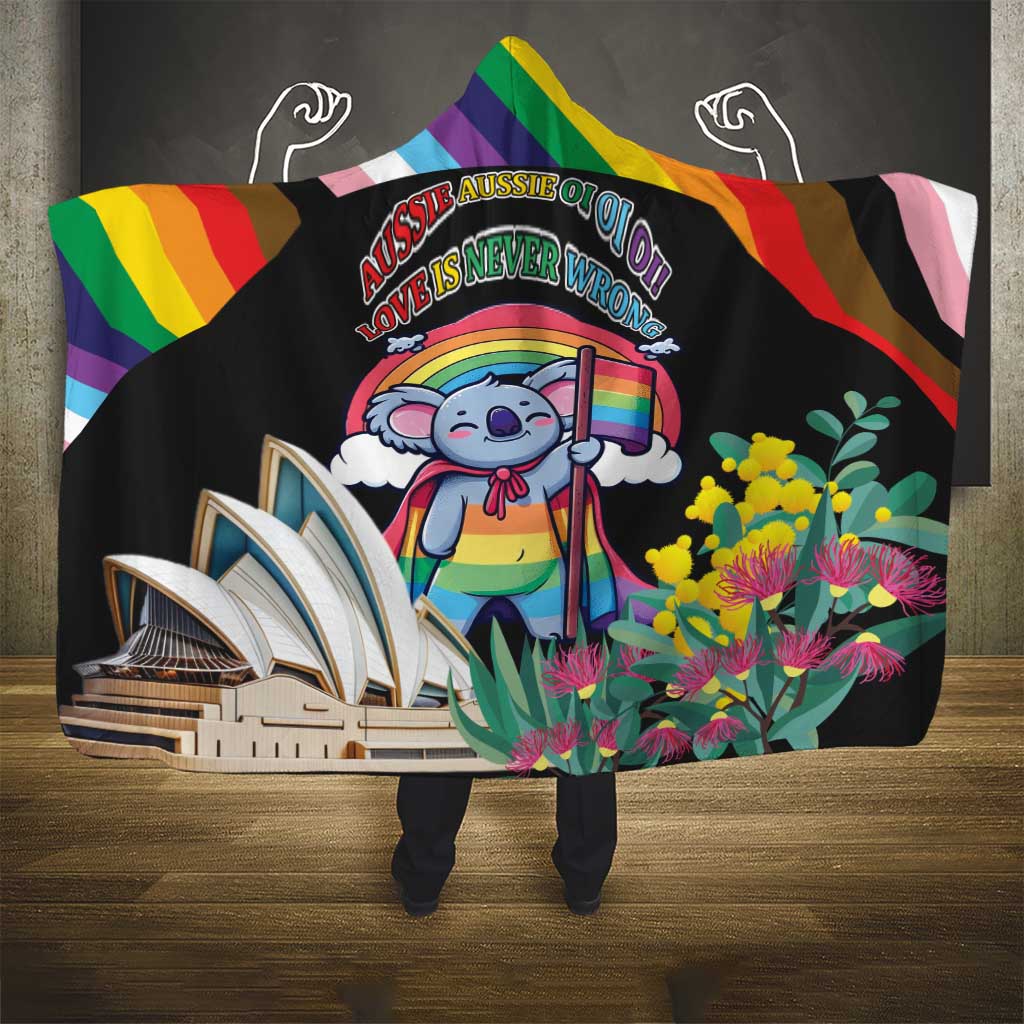 Aussia Pride Month Rainbow Koala Hooded Blanket
