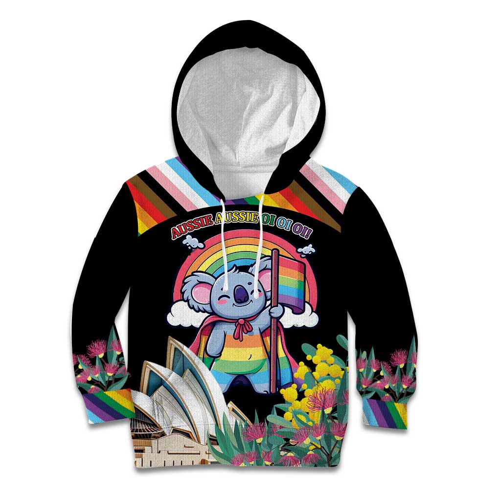 Aussia Pride Month Rainbow Koala Kid Hoodie - Vibe Hoodie Shop