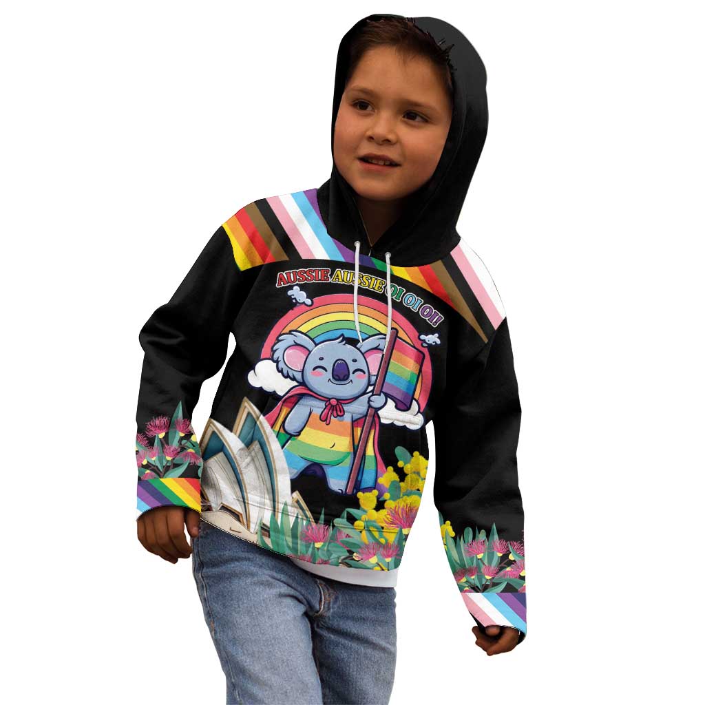 Aussia Pride Month Rainbow Koala Kid Hoodie - Vibe Hoodie Shop