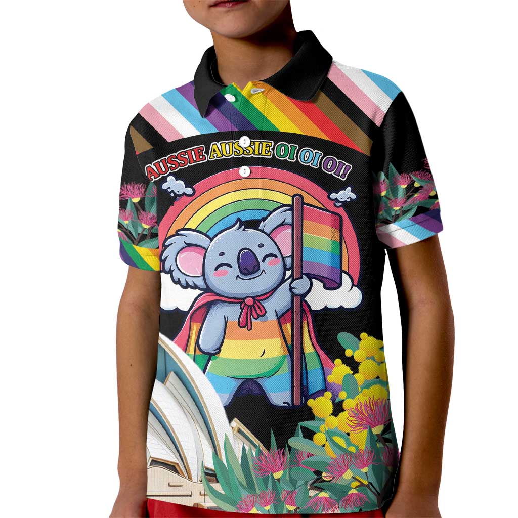 Aussia Pride Month Rainbow Koala Kid Polo Shirt - Vibe Hoodie Shop