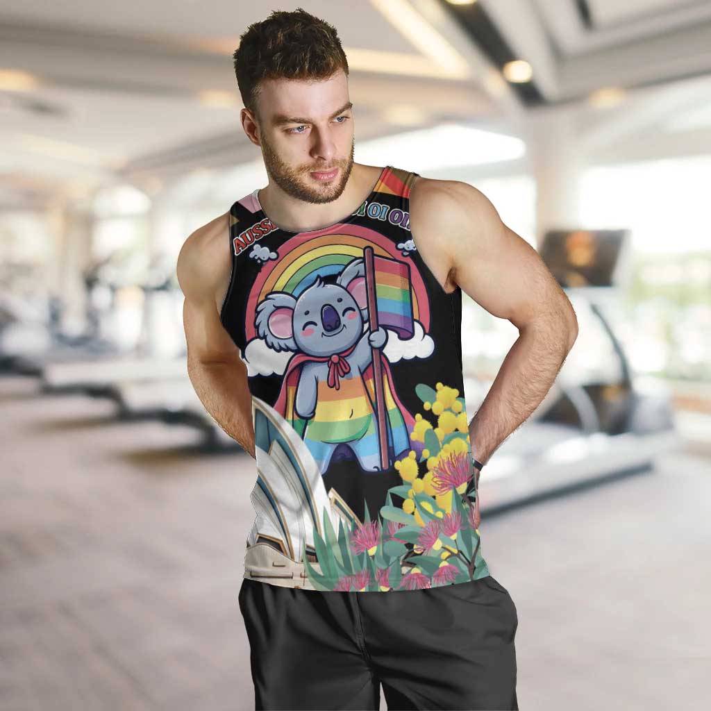 Aussia Pride Month Rainbow Koala Men Tank Top - Vibe Hoodie Shop