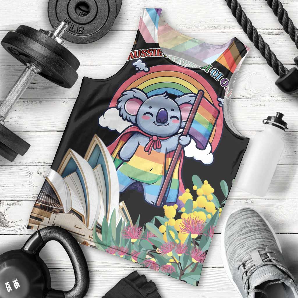 Aussia Pride Month Rainbow Koala Men Tank Top - Vibe Hoodie Shop