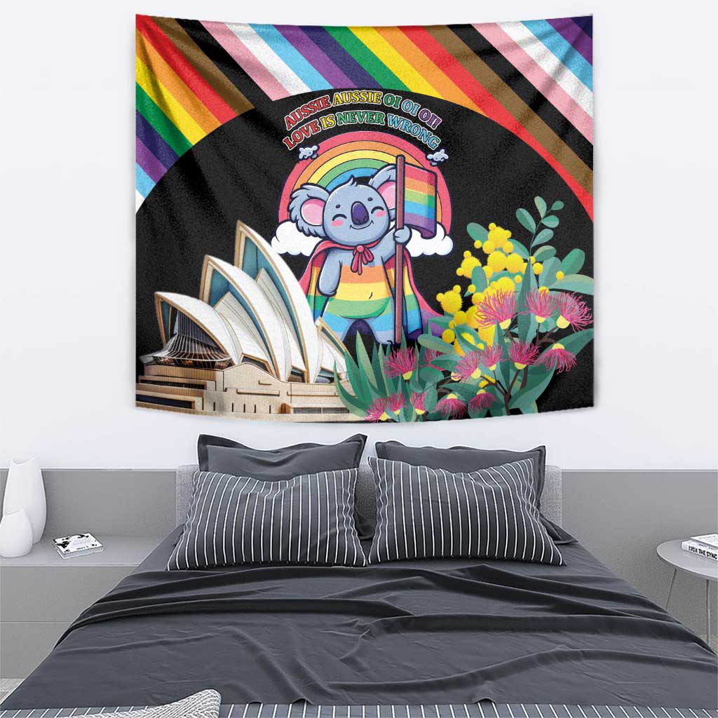 Aussia Pride Month Rainbow Koala Tapestry - Vibe Hoodie Shop