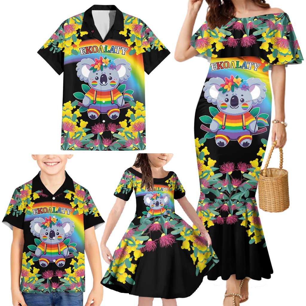 LGBTQ Koala Gay Family Matching Mermaid Dress and Hawaiian Shirt Aussie Koala Bear Ekoalaty