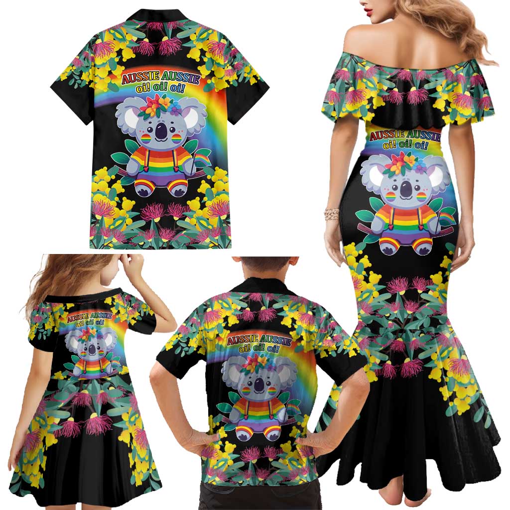 LGBTQ Koala Gay Family Matching Mermaid Dress and Hawaiian Shirt Aussie Koala Bear Ekoalaty