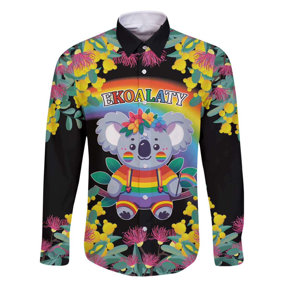 LGBTQ Koala Gay Family Matching Off The Shoulder Long Sleeve Dress and Hawaiian Shirt Aussie Koala Bear Ekoalaty