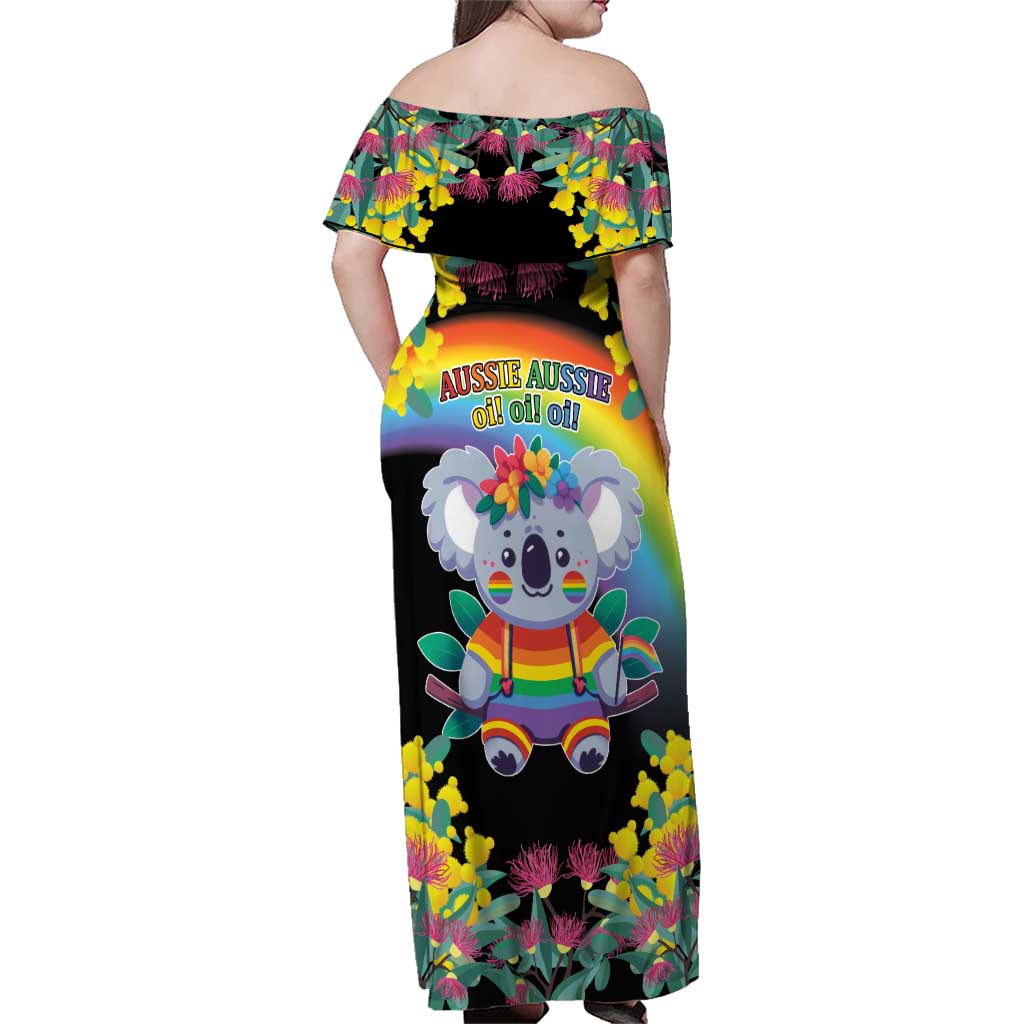 LGBTQ Koala Gay Family Matching Off Shoulder Maxi Dress and Hawaiian Shirt Aussie Koala Bear Ekoalaty