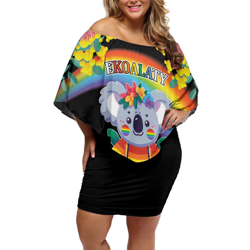 LGBTQ Koala Gay Family Matching Off Shoulder Short Dress and Hawaiian Shirt Aussie Koala Bear Ekoalaty