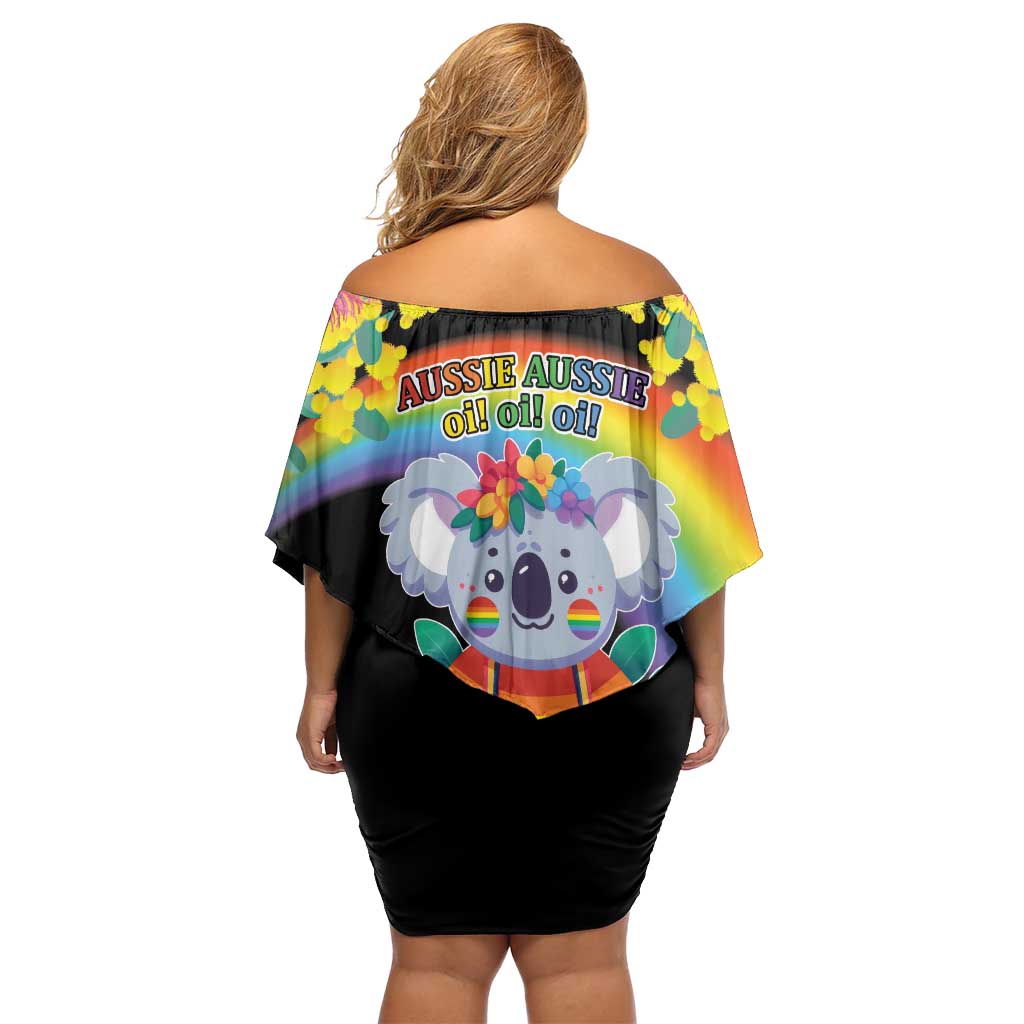 LGBTQ Koala Gay Family Matching Off Shoulder Short Dress and Hawaiian Shirt Aussie Koala Bear Ekoalaty