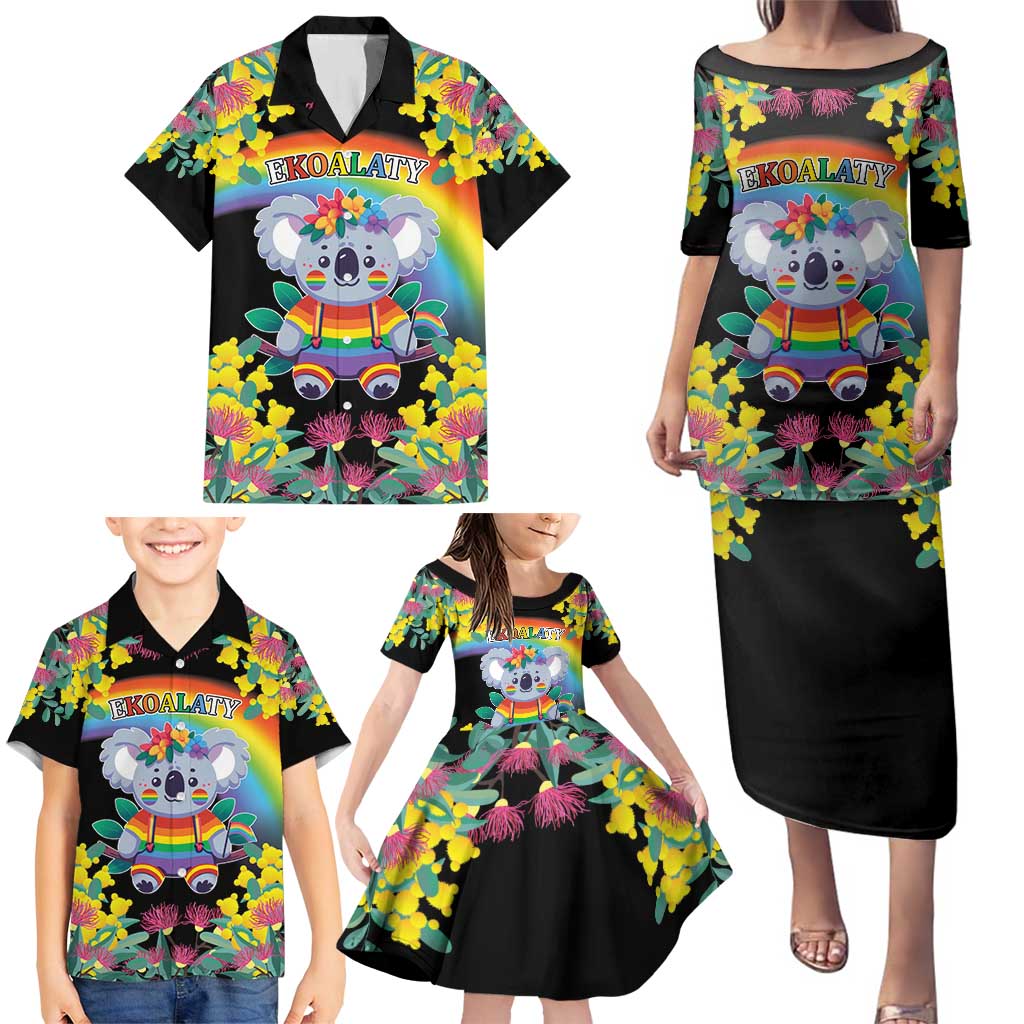 LGBTQ Koala Gay Family Matching Puletasi and Hawaiian Shirt Aussie Koala Bear Ekoalaty