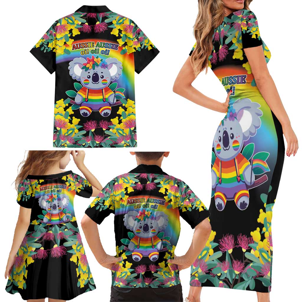 LGBTQ Koala Gay Family Matching Short Sleeve Bodycon Dress and Hawaiian Shirt Aussie Koala Bear Ekoalaty