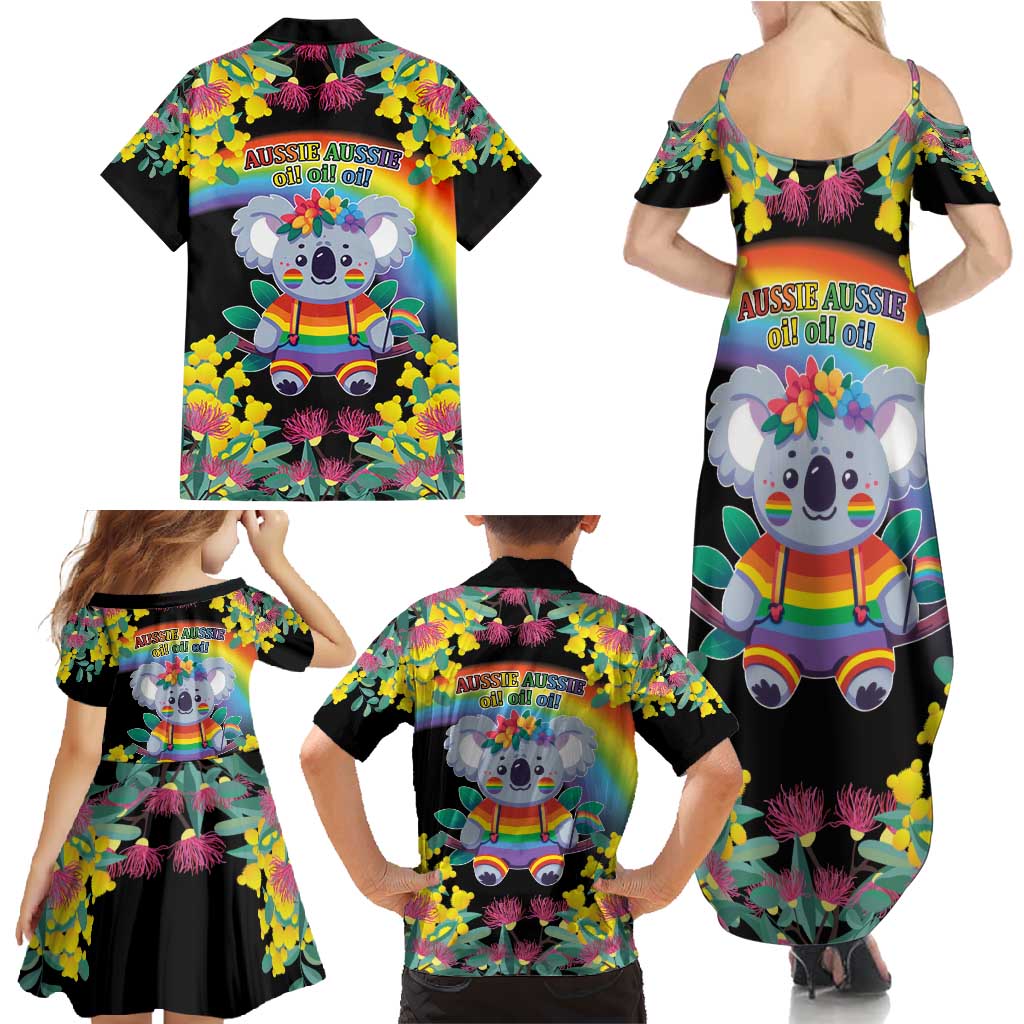 LGBTQ Koala Gay Family Matching Summer Maxi Dress and Hawaiian Shirt Aussie Koala Bear Ekoalaty