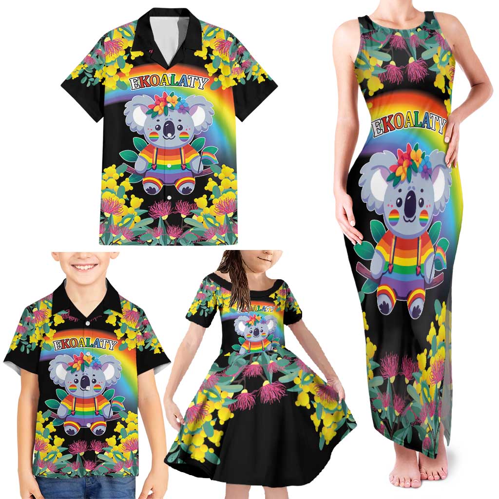 LGBTQ Koala Gay Family Matching Tank Maxi Dress and Hawaiian Shirt Aussie Koala Bear Ekoalaty