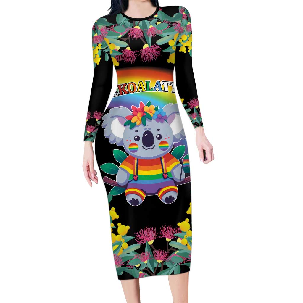 LGBTQ Koala Gay Long Sleeve Bodycon Dress Aussie Koala Bear Ekoalaty