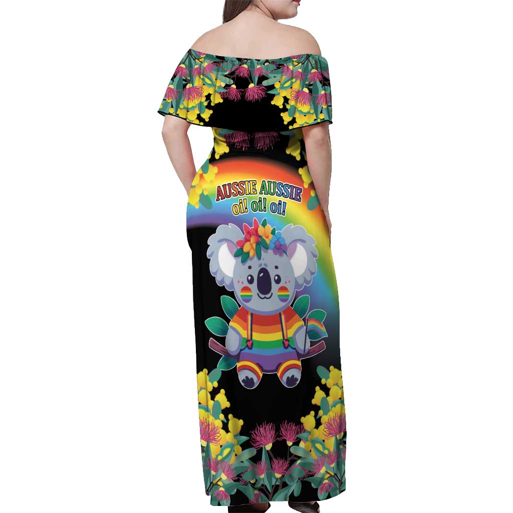 LGBTQ Koala Gay Off Shoulder Maxi Dress Aussie Koala Bear Ekoalaty