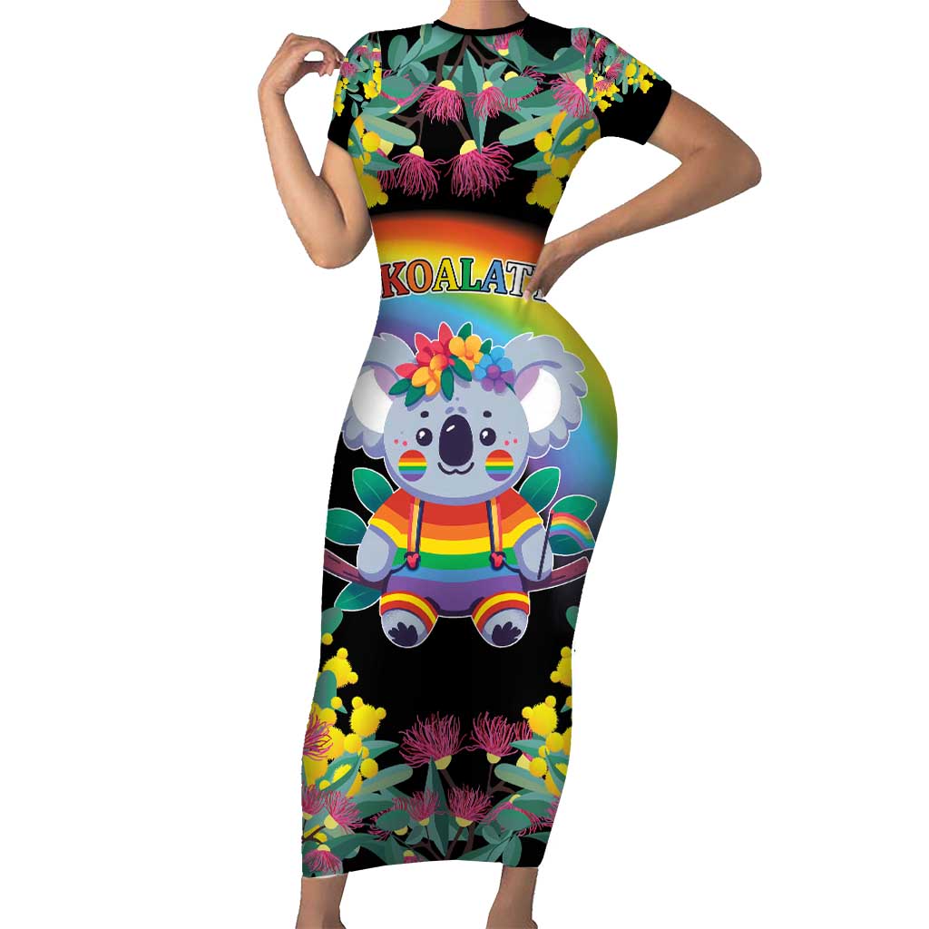 LGBTQ Koala Gay Short Sleeve Bodycon Dress Aussie Koala Bear Ekoalaty