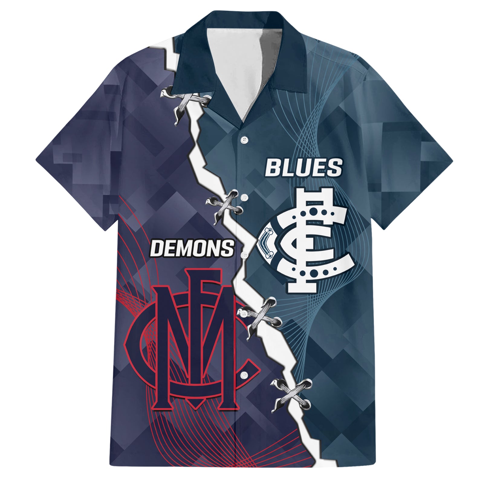 Personalised Demons And Blues Football Hawaiian Shirt Sporty Version - Vibe Hoodie Shop