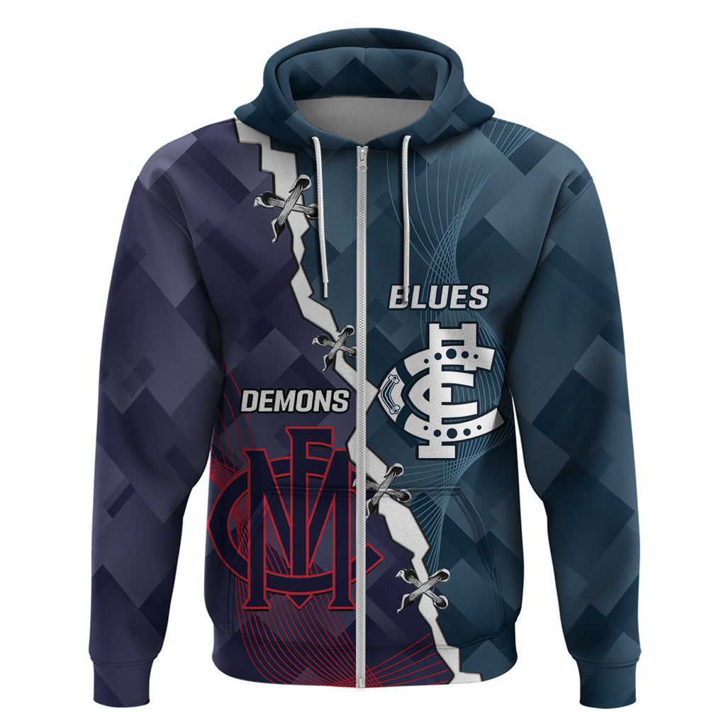 Personalised Demons And Blues Football Hoodie Sporty Version - Vibe Hoodie Shop