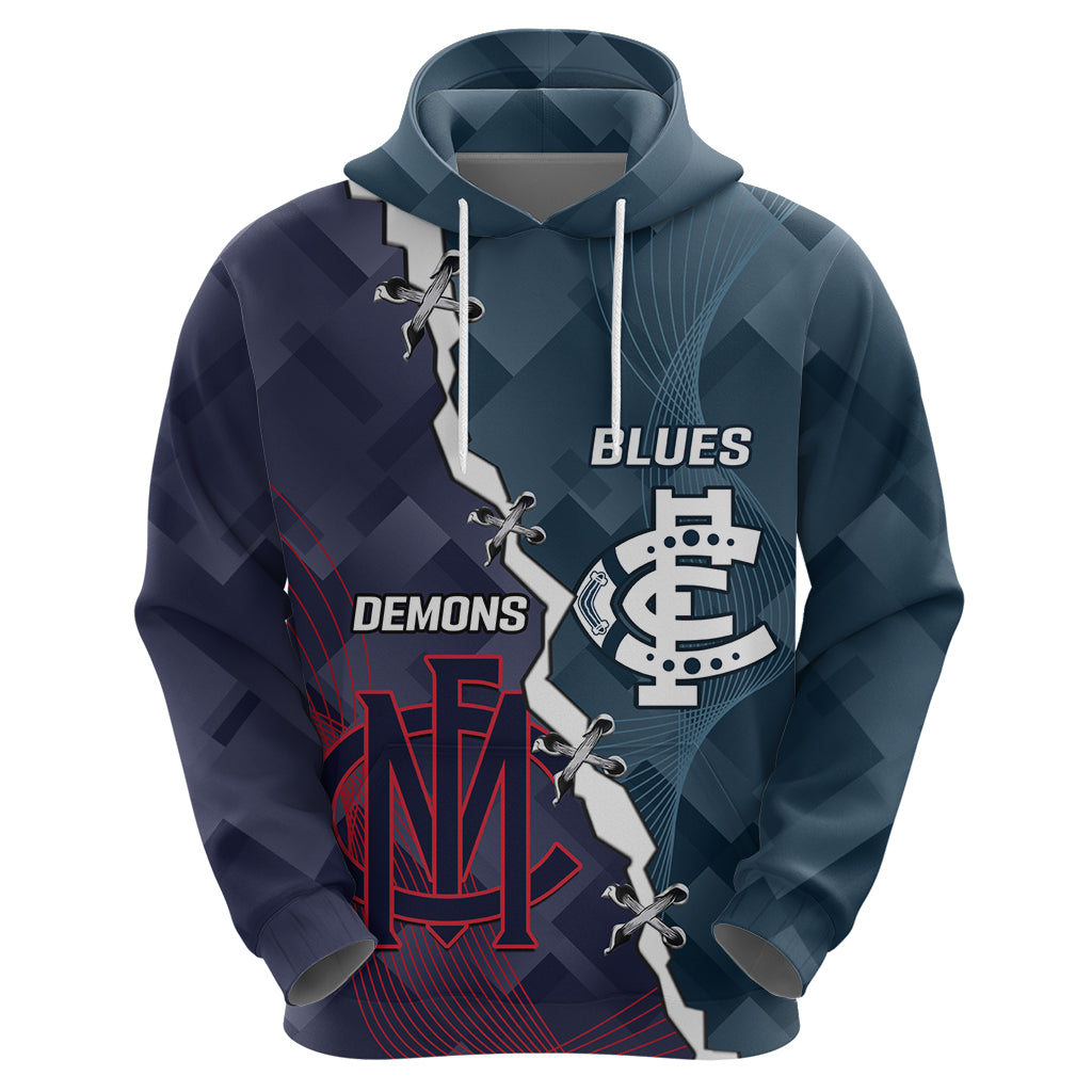 Personalised Demons And Blues Football Hoodie Sporty Version - Vibe Hoodie Shop