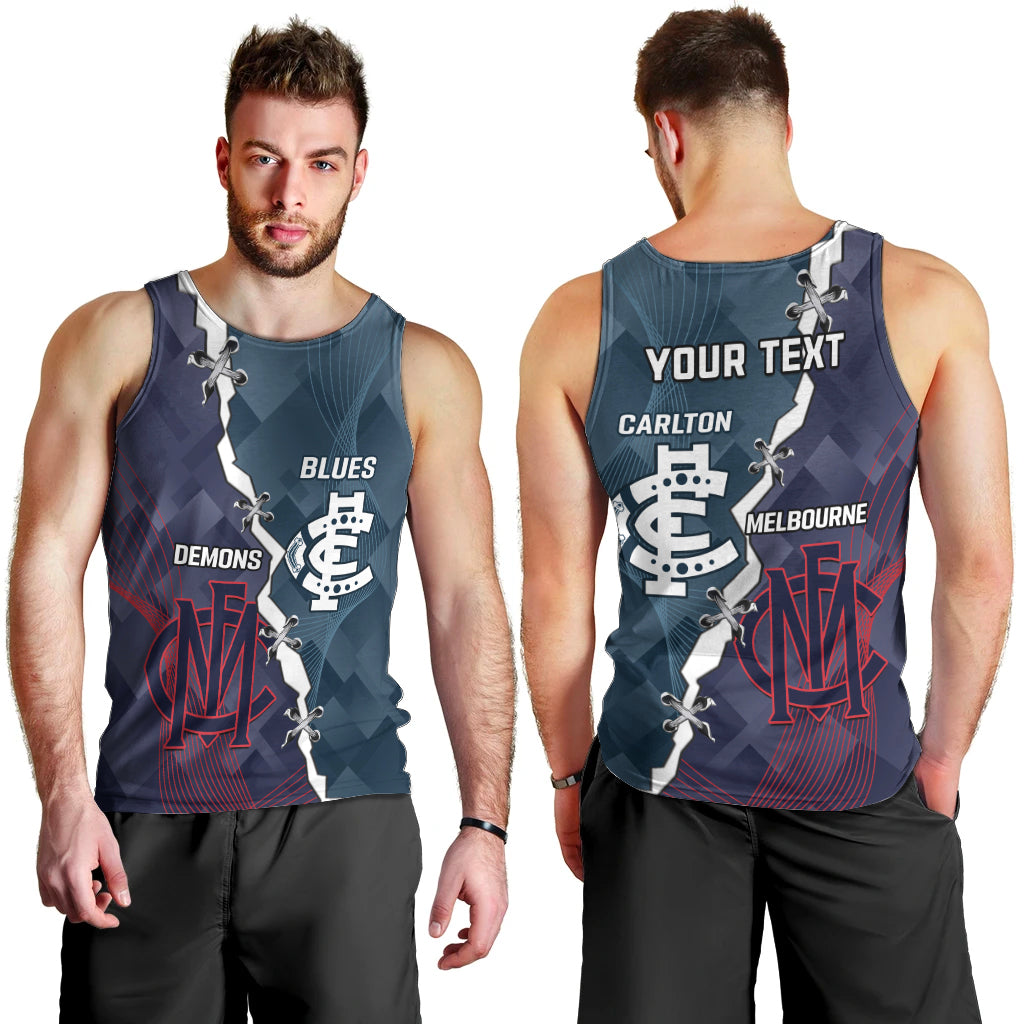 Personalised Demons And Blues Football Men Tank Top Sporty Version - Vibe Hoodie Shop