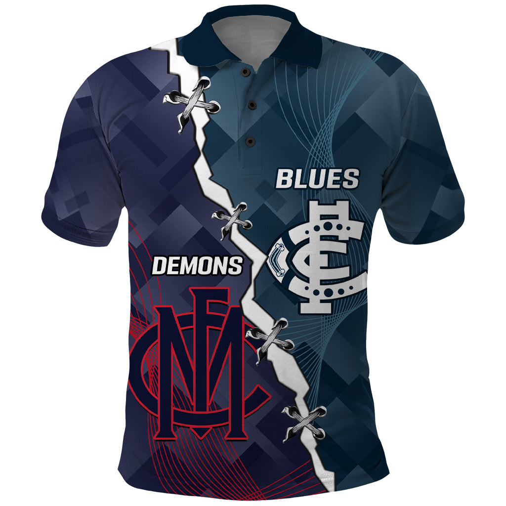 Personalised Demons And Blues Football Polo Shirt Sporty Version - Vibe Hoodie Shop