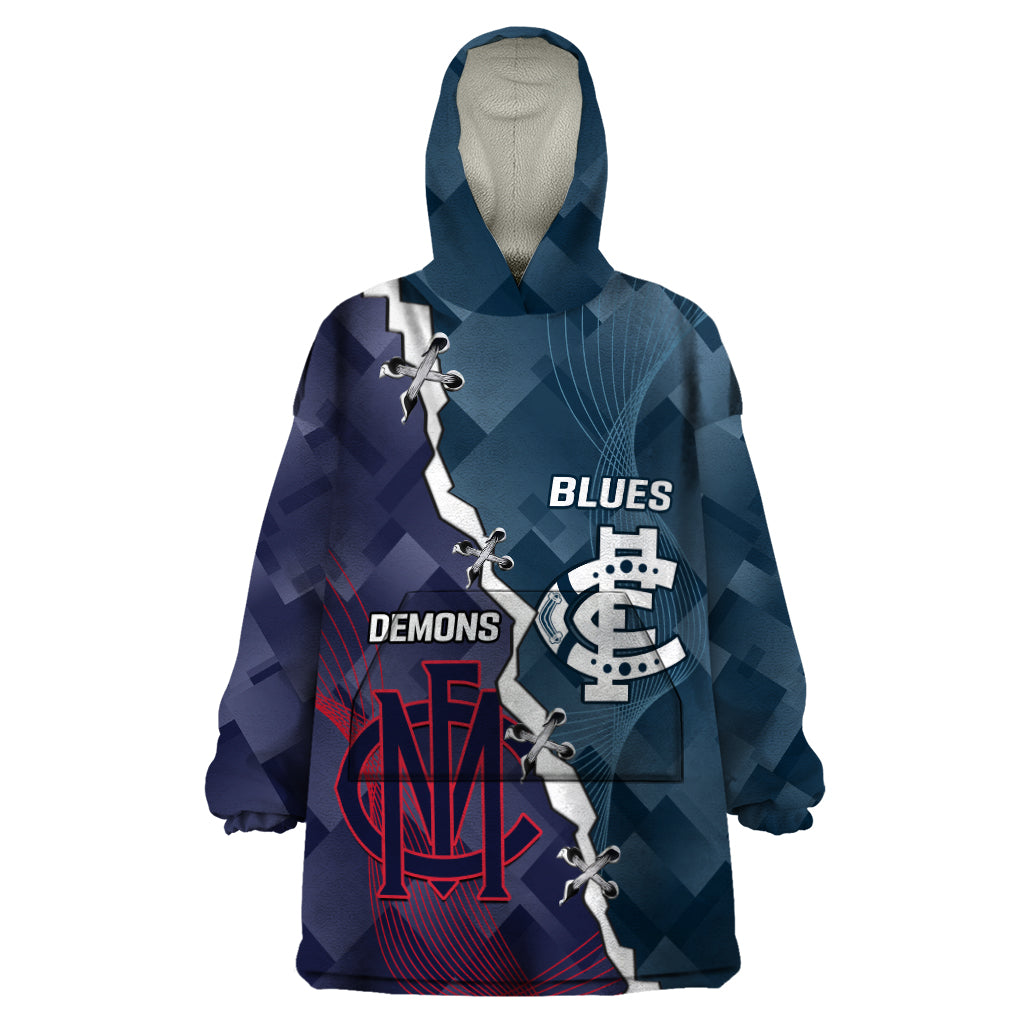 Personalised Demons And Blues Football Wearable Blanket Hoodie Sporty Version - Vibe Hoodie Shop