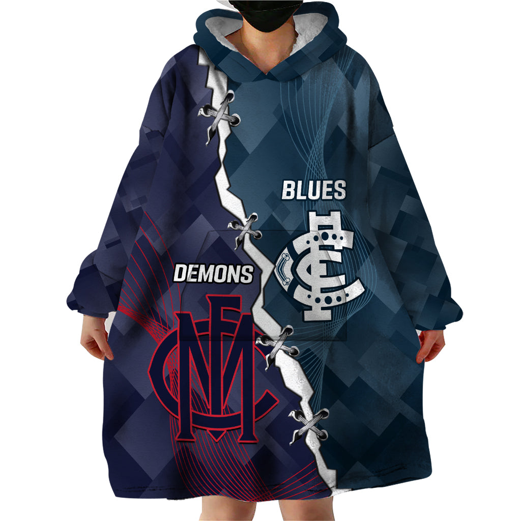 Personalised Demons And Blues Football Wearable Blanket Hoodie Sporty Version - Vibe Hoodie Shop