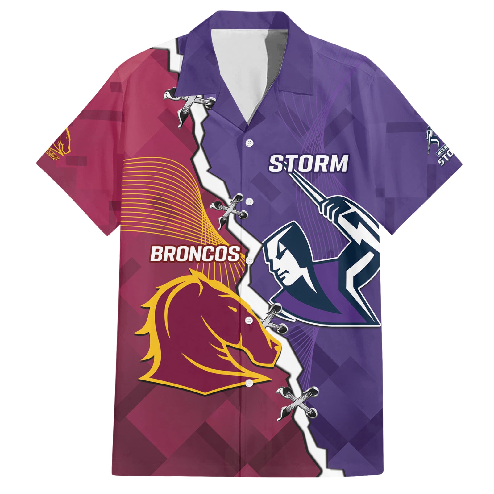 Personalised Broncos And Storm Rugby Hawaiian Shirt Sporty Version - Vibe Hoodie Shop