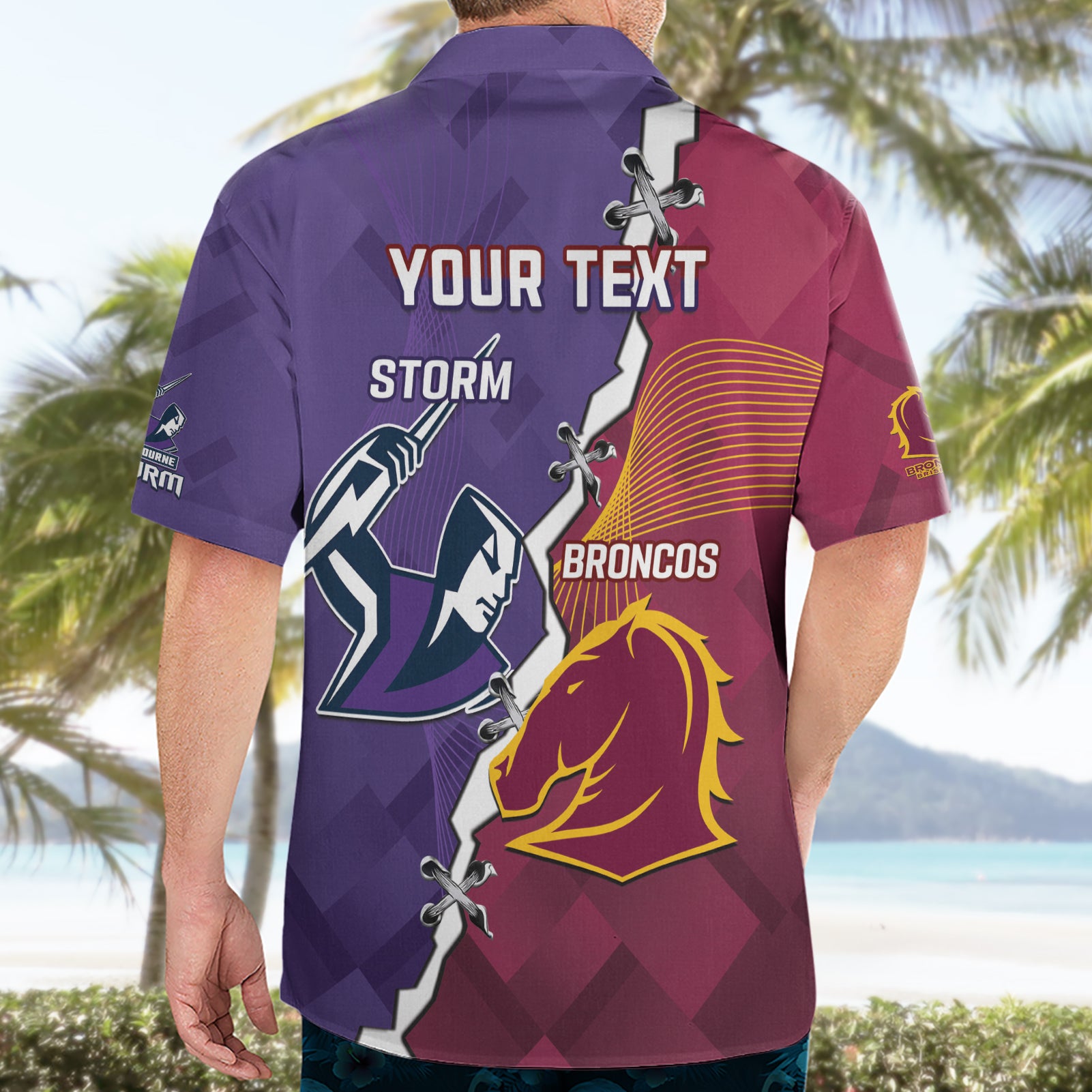 Personalised Broncos And Storm Rugby Hawaiian Shirt Sporty Version - Vibe Hoodie Shop