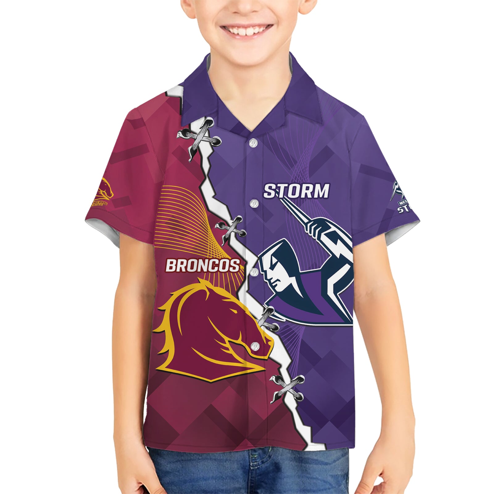 Personalised Broncos And Storm Rugby Hawaiian Shirt Sporty Version - Vibe Hoodie Shop