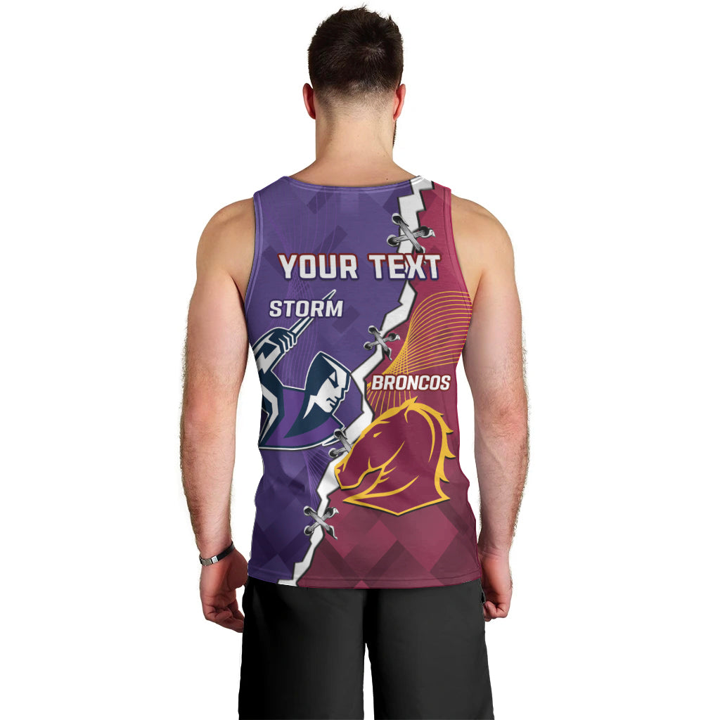 Personalised Broncos And Storm Rugby Men Tank Top Sporty Version - Vibe Hoodie Shop