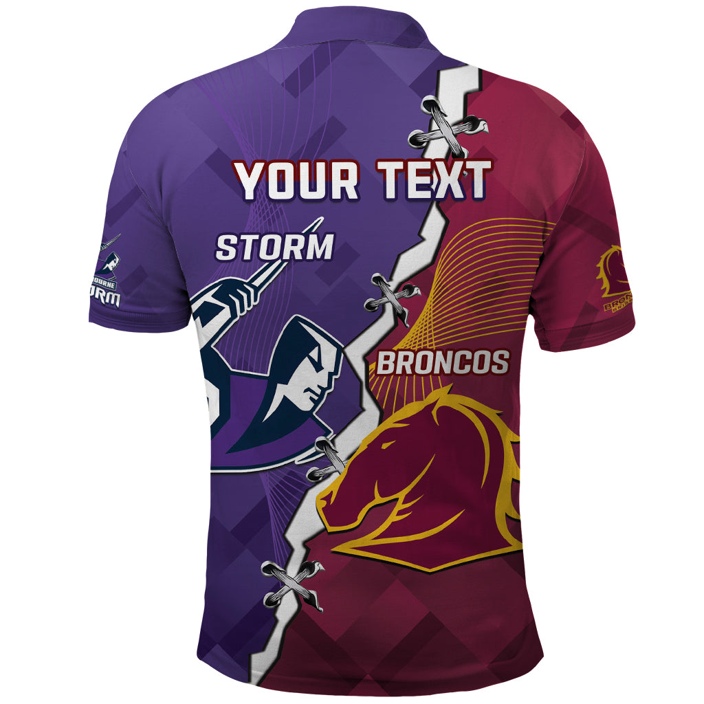 Personalised Broncos And Storm Rugby Polo Shirt Sporty Version - Vibe Hoodie Shop