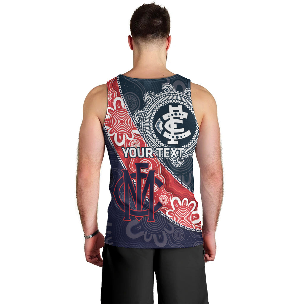 Personalised Demons And Blues Football Men Tank Top Aboriginal Art - Vibe Hoodie Shop